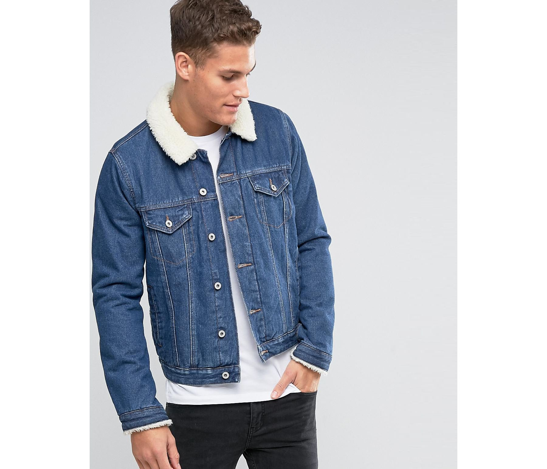 Denim jacket sheepskin collar mens 9 results for denim jacket sheepskin collar Save denim jacket sheepskin collar to get e-mail alerts and updates on your eBay Feed. Unfollow denim jacket sheepskin collar to .